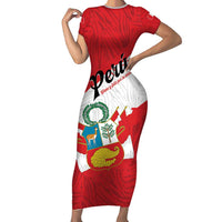 Personalized Peru Family Matching Short Sleeve Bodycon Dress and Hawaiian Shirt Piruw Ripuwlika Flag Stylized