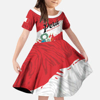 Personalized Peru Kid Short Sleeve Dress Piruw Ripuwlika Flag Stylized