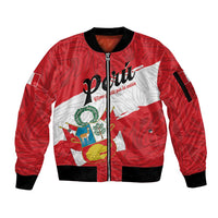 Personalized Peru Sleeve Zip Bomber Jacket Piruw Ripuwlika Flag Stylized