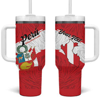 Personalized Peru Tumbler With Handle Piruw Ripuwlika Flag Stylized