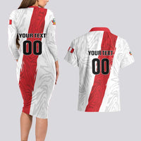 Custom Football Peru Couples Matching Long Sleeve Bodycon Dress and Hawaiian Shirt La Bicolor Go Champions