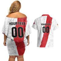 Custom Football Peru Couples Matching Off Shoulder Short Dress and Hawaiian Shirt La Bicolor Go Champions