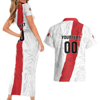 Custom Football Peru Couples Matching Short Sleeve Bodycon Dress and Hawaiian Shirt La Bicolor Go Champions