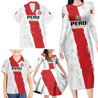 Custom Football Peru Family Matching Long Sleeve Bodycon Dress and Hawaiian Shirt La Bicolor Go Champions