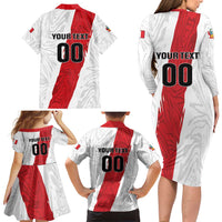 Custom Football Peru Family Matching Long Sleeve Bodycon Dress and Hawaiian Shirt La Bicolor Go Champions