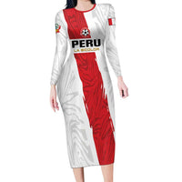 Custom Football Peru Family Matching Long Sleeve Bodycon Dress and Hawaiian Shirt La Bicolor Go Champions