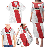 Custom Football Peru Family Matching Puletasi and Hawaiian Shirt La Bicolor Go Champions