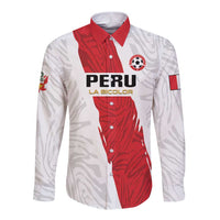 Custom Football Peru Long Sleeve Button Shirt La Bicolor Go Champions