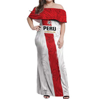 Custom Football Peru Off Shoulder Maxi Dress La Bicolor Go Champions