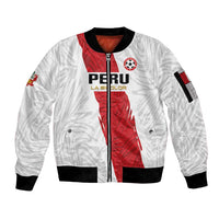 Custom Football Peru Sleeve Zip Bomber Jacket La Bicolor Go Champions