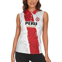 Custom Football Peru Women Sleeveless Polo Shirt La Bicolor Go Champions