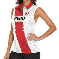 Custom Football Peru Women Sleeveless Polo Shirt La Bicolor Go Champions