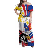 Personalized Philippines Eagle Family Matching Off Shoulder Maxi Dress and Hawaiian Shirt Republika ng Pilipinas
