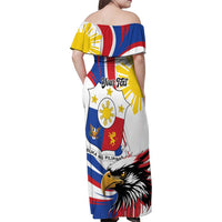 Personalized Philippines Eagle Family Matching Off Shoulder Maxi Dress and Hawaiian Shirt Republika ng Pilipinas