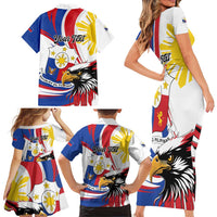 Personalized Philippines Eagle Family Matching Short Sleeve Bodycon Dress and Hawaiian Shirt Republika ng Pilipinas