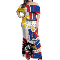 Personalized Philippines Eagle Off Shoulder Maxi Dress Republika ng Pilipinas