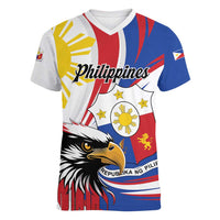 Personalized Philippines Eagle Women V-Neck T-Shirt Republika ng Pilipinas