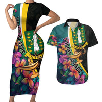 Personalised British Virgin Islands Tropical Couples Matching Short Sleeve Bodycon Dress and Hawaiian Shirt Curve Style