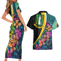 Personalised British Virgin Islands Tropical Couples Matching Short Sleeve Bodycon Dress and Hawaiian Shirt Curve Style