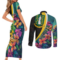 Personalised British Virgin Islands Tropical Couples Matching Short Sleeve Bodycon Dress and Long Sleeve Button Shirt Curve Style