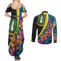 Personalised British Virgin Islands Tropical Couples Matching Summer Maxi Dress and Long Sleeve Button Shirt Curve Style