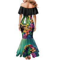 Personalised British Virgin Islands Tropical Family Matching Mermaid Dress and Hawaiian Shirt Curve Style