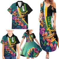 Personalised British Virgin Islands Tropical Family Matching Summer Maxi Dress and Hawaiian Shirt Curve Style