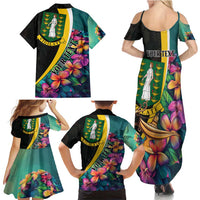 Personalised British Virgin Islands Tropical Family Matching Summer Maxi Dress and Hawaiian Shirt Curve Style