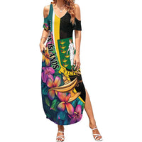 Personalised British Virgin Islands Tropical Family Matching Summer Maxi Dress and Hawaiian Shirt Curve Style