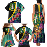 Personalised British Virgin Islands Tropical Family Matching Tank Maxi Dress and Hawaiian Shirt Curve Style