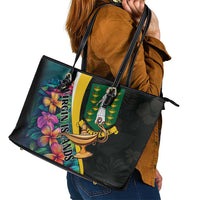 British Virgin Islands Tropical Leather Tote Bag Curve Style