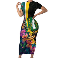 Personalised British Virgin Islands Tropical Short Sleeve Bodycon Dress Curve Style