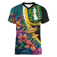 Personalised British Virgin Islands Tropical Women V-Neck T-Shirt Curve Style