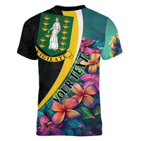 Personalised British Virgin Islands Tropical Women V-Neck T-Shirt Curve Style