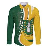 Personalised British Virgin Islands Family Matching Off The Shoulder Long Sleeve Dress and Hawaiian Shirt Vigilate Flag Color