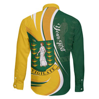 Personalised British Virgin Islands Family Matching Off The Shoulder Long Sleeve Dress and Hawaiian Shirt Vigilate Flag Color