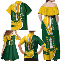 Personalised British Virgin Islands Family Matching Off Shoulder Maxi Dress and Hawaiian Shirt Vigilate Flag Color