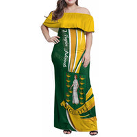 Personalised British Virgin Islands Family Matching Off Shoulder Maxi Dress and Hawaiian Shirt Vigilate Flag Color