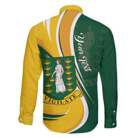 Personalised British Virgin Islands Family Matching Off Shoulder Short Dress and Hawaiian Shirt Vigilate Flag Color