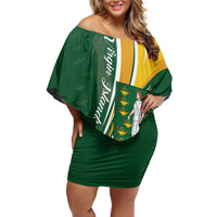 Personalised British Virgin Islands Family Matching Off Shoulder Short Dress and Hawaiian Shirt Vigilate Flag Color