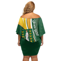 Personalised British Virgin Islands Family Matching Off Shoulder Short Dress and Hawaiian Shirt Vigilate Flag Color