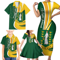 Personalised British Virgin Islands Family Matching Short Sleeve Bodycon Dress and Hawaiian Shirt Vigilate Flag Color