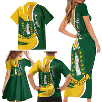 Personalised British Virgin Islands Family Matching Short Sleeve Bodycon Dress and Hawaiian Shirt Vigilate Flag Color