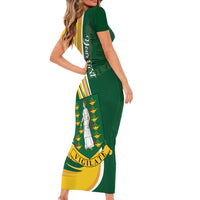 Personalised British Virgin Islands Family Matching Short Sleeve Bodycon Dress and Hawaiian Shirt Vigilate Flag Color
