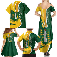 Personalised British Virgin Islands Family Matching Summer Maxi Dress and Hawaiian Shirt Vigilate Flag Color