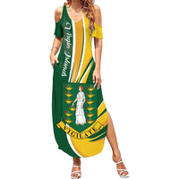Personalised British Virgin Islands Family Matching Summer Maxi Dress and Hawaiian Shirt Vigilate Flag Color