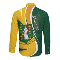 Personalised British Virgin Islands Long Sleeve Button Shirt Vigilate Flag Color