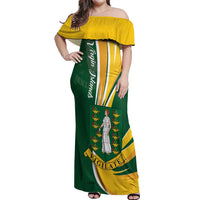 Personalised British Virgin Islands Off Shoulder Maxi Dress Vigilate Flag Color
