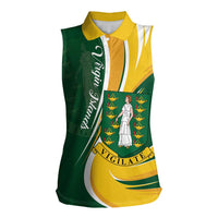 Personalised British Virgin Islands Women Sleeveless Polo Shirt Vigilate Flag Color