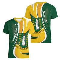 Personalised British Virgin Islands Women V-Neck T-Shirt Vigilate Flag Color